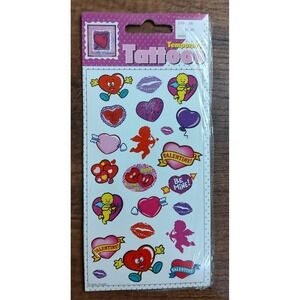 Vintage Mello Smello Kids Temporary Tattoos Valentine Hearts Cherub Cupid A14